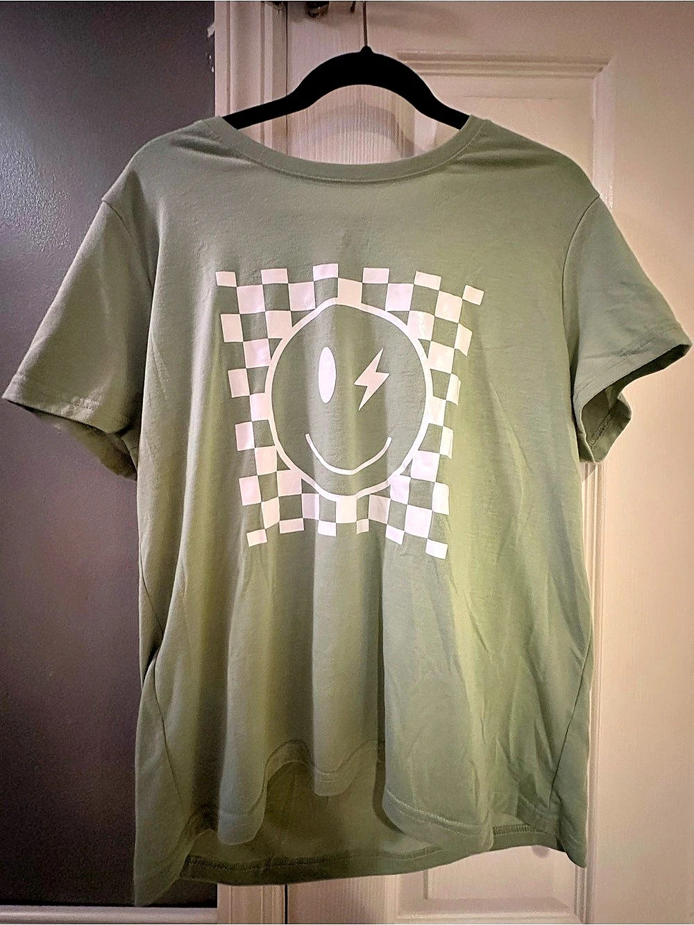SHEIN Checkered Graphic Tee in Green Size XL Like New